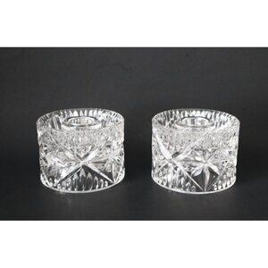 2 Vintage Glass Candlestick or Pillar Candle Holders Trinket/Pin Cup